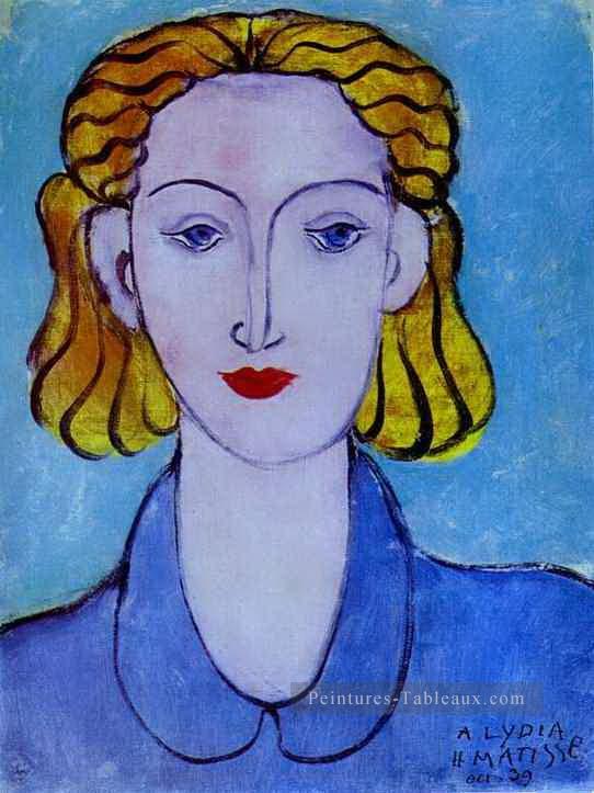 Jeune femme dans un portrait blue Blouse de Lydia Delectorskaya fauvisme abstrait Henri Matisse Peintures à l'huile